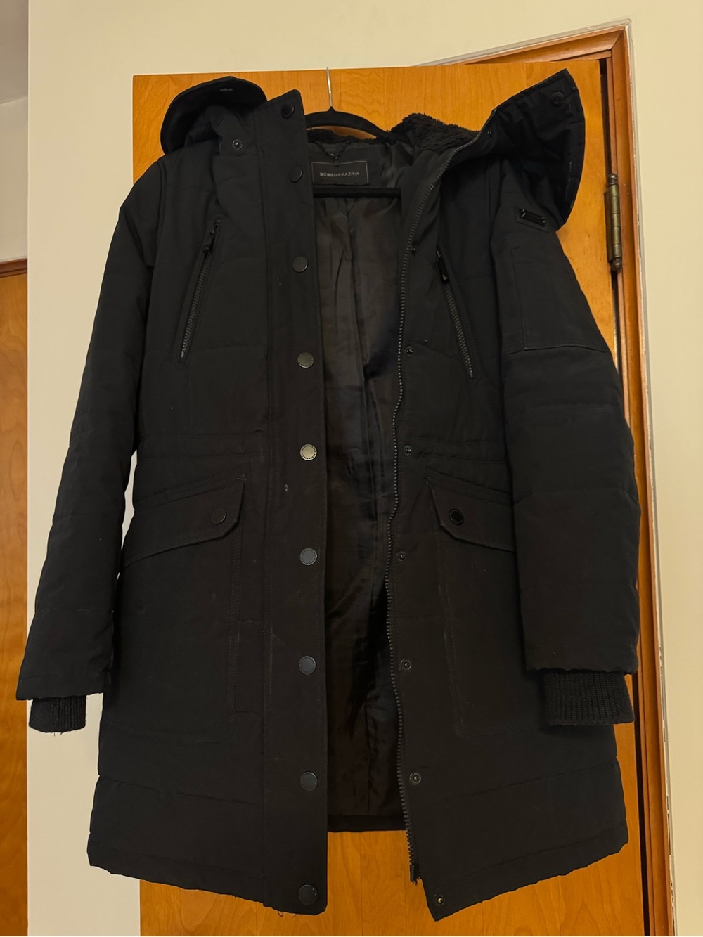 BCBGMaxAzria Men's Black Puffer Parka Jacket
